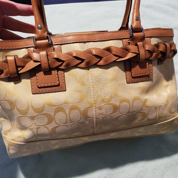 Coach Yellow Top Handle/Satchel bag with Leather T - Picture 7 of 7